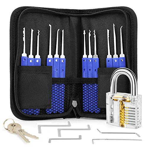 Stainless Steel Multi-Function Tool Repair Kit 17 PCS with Lock - Blue