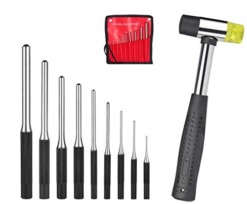 Punch Roll Pin Punch Set with a hammer 9 Piece Steel Removal Tool Kit
