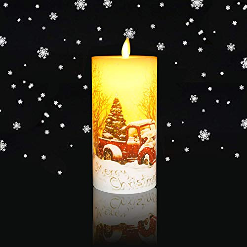 Battery Operated Candles with Remote Christmas Flickering Flameless Candles with Timer Real Wax Led Pillar Candles Realistic Auto Moving Wick Electric Candles for Festival Home Party Merry Christmas