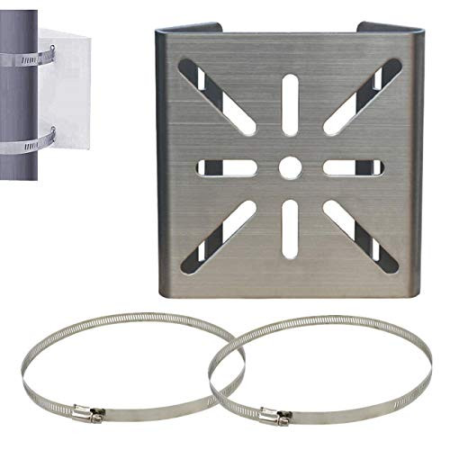 BeElion Universal Stainless Steel Vertical Pole Mount Adapter with 2 Loops Wall Mounting Bracket for CCTV Security Camera PTZ Dome