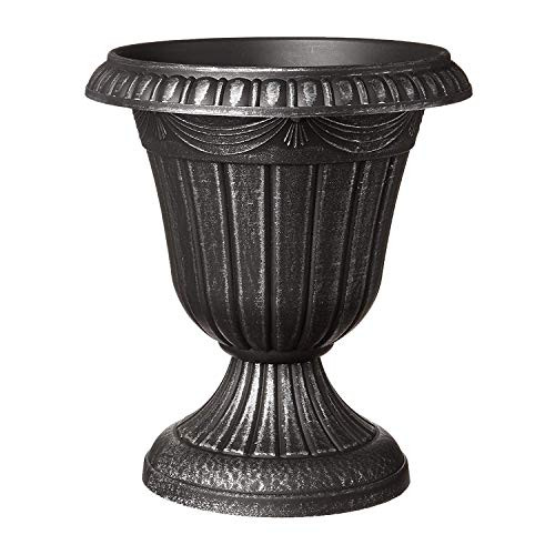 Arcadia Garden Products PL10SL Classic Traditional Plastic Urn Planter 15 x 13 Brushed Silver