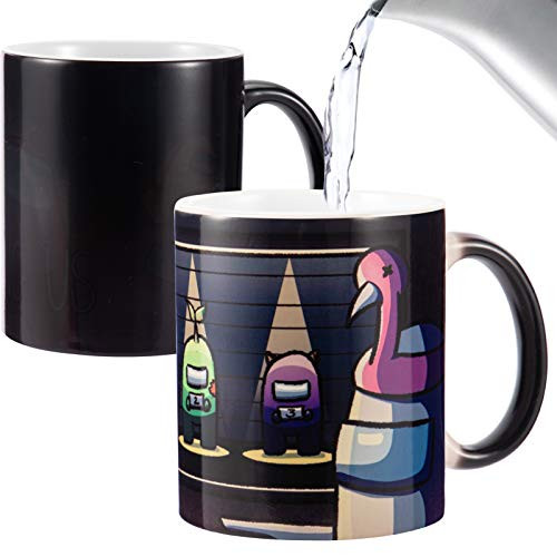 Crewmate Heat Changing Coffee Ceramic Mugs- 11Ounce Space Game Theme Color Changing Cup Novelty Heat Sensitive Vote Impostor Tea Cup for Among Us Game Fans Holiday Birthday Present Style 1