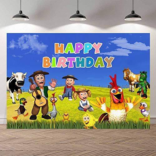 The La Granja De Zenon Backdrop for Kids Birthday Party La Granja De Zenon Party Supplies Decorations Cartoon Blue Farm Animals Party Backdrop for Photography Newborn Portrait Photo Backdrop