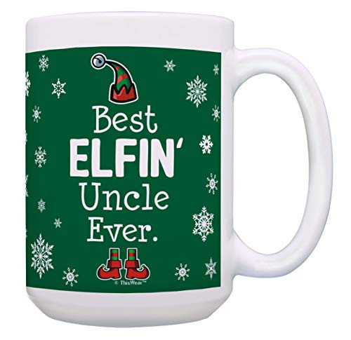 Uncle Christmas Presents Best Elfin Uncle Ever Gifts for Uncles 15-oz Coffee Mug Tea Cup Green