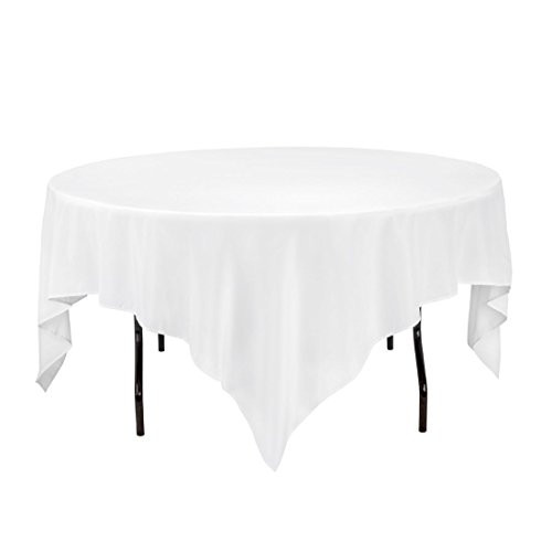 LinenTablecloth 85-Inch Square Polyester Tablecloth White