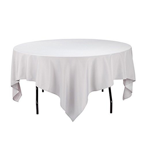 LinenTablecloth 85-Inch Square Polyester Tablecloth Silver