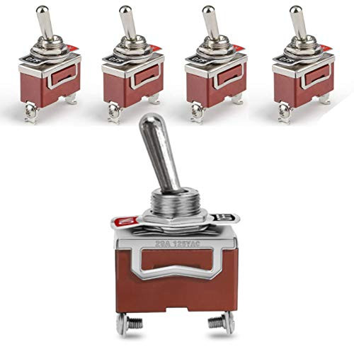 MGI SpeedWare One-Side Momentary Metal Toggle Switches 5-Pack 20 Amp at 12vDC 125vAC 2-Pin SPST Mom_ ONOff