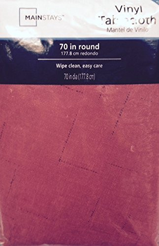 Mainstays Red Wexler Peva Vinyl Tablecloth 70 Inches Round