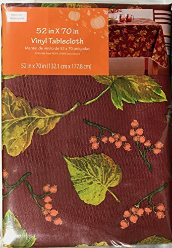 Mainstays Vinyl Tablecloth 52x70 Leaves Theme