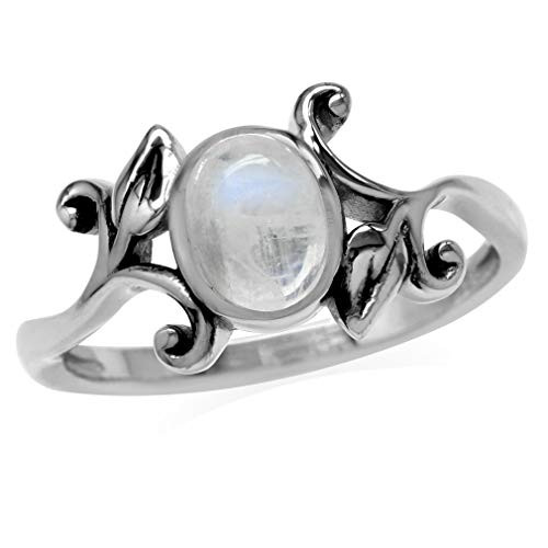 Silvershake 8X6mm Natural Oval Shape Moonstone 925 Sterling Silver Leaf Vintage Inspired Ring Size 10 Silvershake 8X6mm Natural Oval Shape Moonstone 925 Sterling Silver Leaf Vintage Inspired Ring Size 10