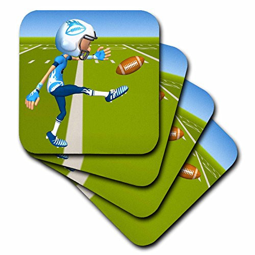 3dRose CST-58818-1 Football Punter Soft Coasters Set of 4