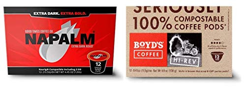 HI REV and Napalm Coffee DARK Roast Variety Sampler Extra Bold Bundle 24 Single Serve Pods Compatible with Keurig K-Cup Brewers