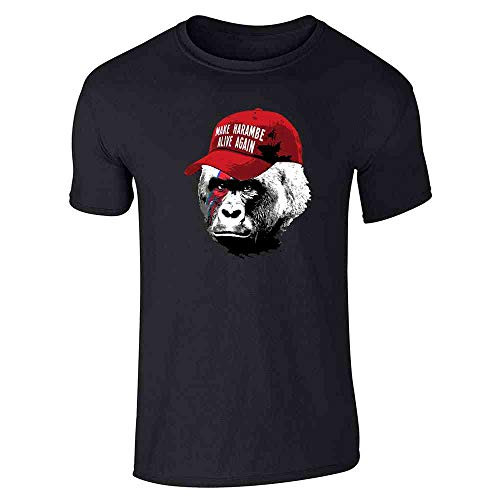 Pop Threads Make Harambe Alive Again Funny Meme Black L Graphic Tee T-Shirt for Men