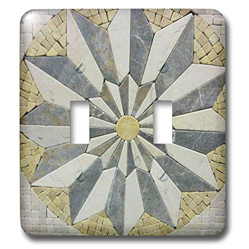 3dRose lsp-35008-2 Pale Gray And Yellow Starburst Mosaic Toggle Switch Multicolor
