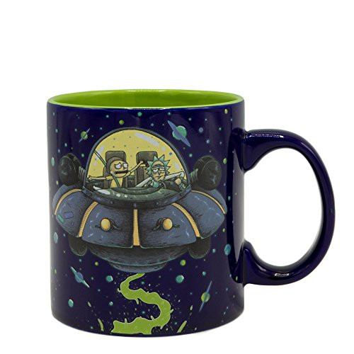Silver Buffalo Sapceship Rick and Morty Spaceship Googus Ceramic Mug 14-ounces Multicolor