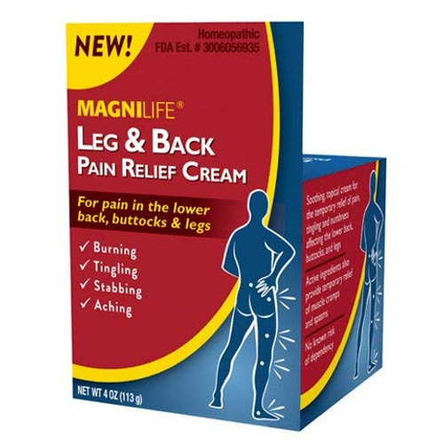 MagniLife Leg and Back Pain Relief Cream Relieves Burning Tingling Shooting Stabbing Pains and Sciatica Symptoms - Fast-Acting and Deep Penetrating Non-Greasy Topical with Aloe and Calendula - 4oz MagniLife Leg and Back Pain Relief Cream Relieves Burning Tingling Shooting Stabbing Pains and Sciatica Symptoms - Fast-Acting and Deep Penetrating Non-Greasy Topical with Aloe and Calendula - 4oz