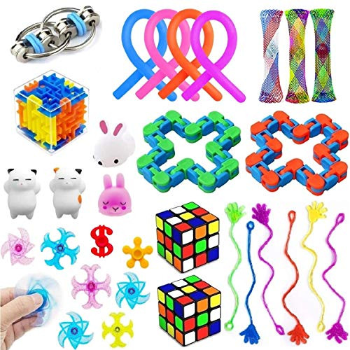 31 Pack Sensory Fidget Toys Set Stress Relief Toys for Adults Kids Anxiety Autism Treasure Chest Prizes Box Toys Party Favors for Kids Carnival Games Prizes Pinata Goodie Bag Fillers Christmas Stocking Stuffers School Classroom Rewards