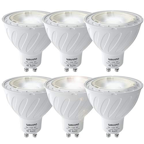 GU10 Led Bulbs Dimmable Wavypo 4W Equivalent 35W Halogen LED Spotlight Bulbs Replacement for Recessed Track Lighting 400LM 4000K Natural White Light Pack of 6