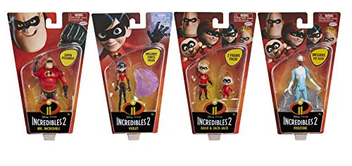 DPI2 Incredibles 2 Basic Figures 4-Inch Wave 1 Set of 4 Action Figures Mr_ Incredible VioletDash  and  Jack-Jack and Frozone