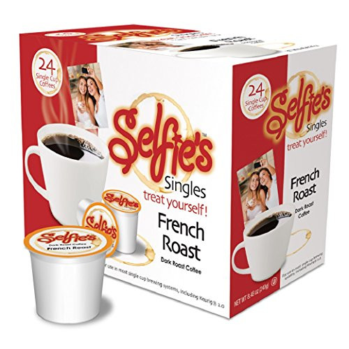 Selfie's Singles, French Roast, Single Cup Coffee, 24 Count, for Keurig K-Cup Brewers, A Bold and Smoky Dark Roast Coffee, Single-Serve Coffee Pods
