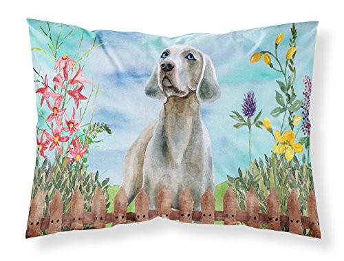 Carolines Treasures CK1236PILLOWCASE Weimaraner Spring Fabric Standard Pillowcase Standard Multicolor
