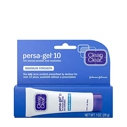 Clean  and  Clear Persa-Gel 10 Acne Medication Spot Treatment with Maximum Strength 10 Benzoyl Peroxide Pimple Cream  and  Acne Gel Medicine for Face Acne with Benzoyl Peroxide Medication 1 oz pack of 4