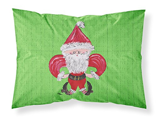 Carolines Treasures 8500PILLOWCASE Christmas Fleur de lis Santa Claus Moisture Wicking Fabric Standard Pillowcase Standard Multicolor