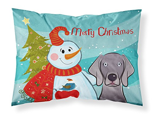 Carolines Treasures BB1851PILLOWCASE Snowman with Weimaraner Fabric Standard Pillowcase Standard Multicolor