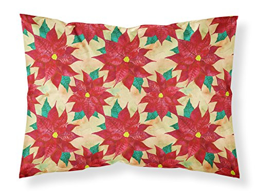 Carolines Treasures BB7485PILLOWCASE Poinsetta Christmas Fabric Standard Pillowcase Standard Multicolor