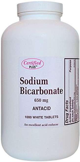 Sodium Bicarbonate Antiacid 650 mg Tablets for Relief of Acid Indigestion Heartburn Sour Stomach  and  Upset Stomach 1000 Tablets per Bottle by Advance Pharmaceutical