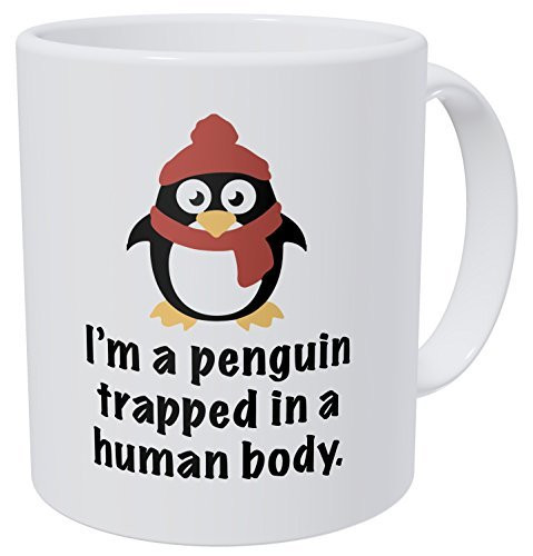 Wampumtuk I'm A Penguin Trapped In A Human Body Red 11 Ounces Funny Coffee Mug