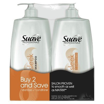 SUAVE HAIR Professionals Sleek Shampoo And Conditioner With Pump 28 Ounce