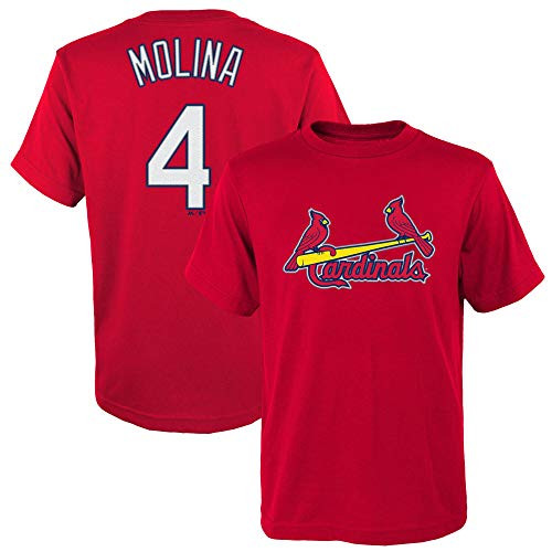 Yadier Molina St Louis Cardinals 4 Red Youth Name and Number Jersey T-Shirt Large 1416 Yadier Molina St Louis Cardinals 4 Red Youth Name and Number Jersey T-Shirt Large 1416