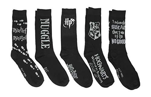 Harry Potter Hogwarts Foil Logo Solemnly Swear Crew Socks 5 Pair Pack