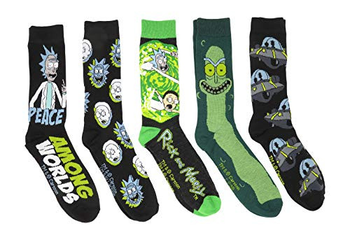 Rick and Morty Character Logos Crew Socks 5 Pair Pack Rick and Morty Character Logos Crew Socks 5 Pair Pack