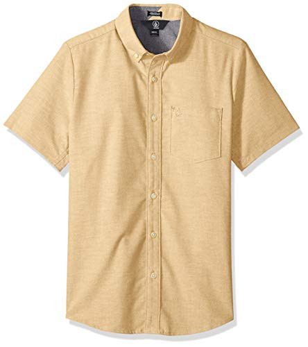 Volcom Mens Everett Oxford Short Sleeve Shirt Gold X-Small