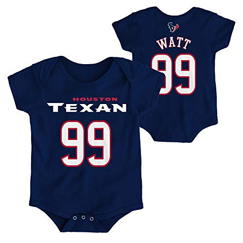 Outerstuff NFL Newborn Infants Team Color Name and Number Bodysuit Creeper 18 Months JJ Watt Houston Texans Home Navy Outerstuff NFL Newborn Infants Team Color Name and Number Bodysuit Creeper 18 Months JJ Watt Houston Texans Home Navy