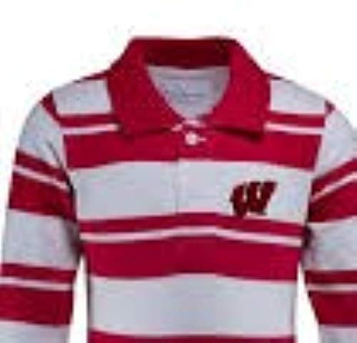Two Feet Ahead NCAA College Newborn Infant Striped Rugby Bodysuit Creeper 12 Months Wisconsin Badgers