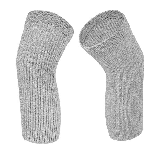 Senior ICare Knee Warmers Elastic Cotton Knee Sleeves - For Women Men Circulation Improvement and Joint Pain Relief for Arthritis Knees Knitted Binchotan Charcoal Yarn One Pair Made in Japan