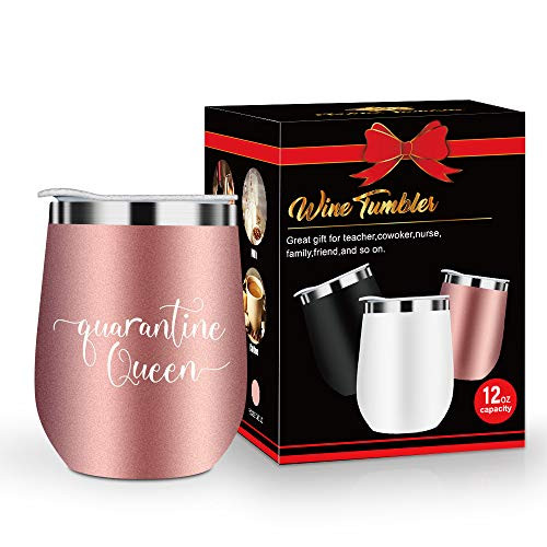 Cute Stainless Steel Wine Tumbler Multicolor Double Wall Vacuum Insulated Wine Tumbler with Lids Gift for Women Mother rose-queen