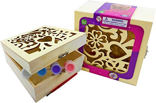 M?ttys Toy Stop Paint Your Own Wooden Jewelry Box Set with Brushes  and  Paints Gift Set Bundle - 2 Pack