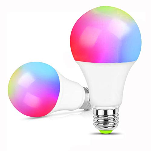 AED LED Smart WiFi Light Bulb Sync to Music Sunrise  and  Sunset Dimmable Multi-Color A19 Compatible with Alexa Echo Goolge Home and IFTTT No Hub Required 2 Packs