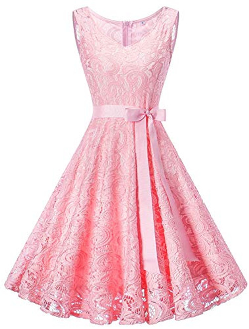 ANCHOVY Womens Cocktail Party Swing Dress Floral Lace A Line Short Bridesmaid Dress C74 Pink 3 M ANCHOVY Womens Cocktail Party Swing Dress Floral Lace A Line Short Bridesmaid Dress C74 Pink 3 M