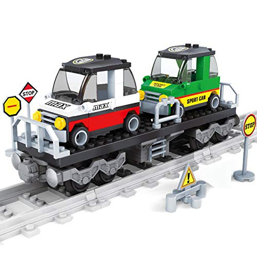 General Jims Building Blocks Train Set - Car Transport Toy Train Set - Compatible with Major Brick Building Brands