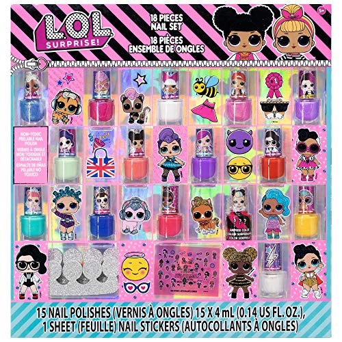 Townley Girl L_O_L_ Surprise Non-Toxic Peel-Off Nail Polish Set for Girls Glittery and Opaque Colors with Toe Spacers and Nail Stickers Ages 5 15 Pack for Parties Sleepovers and Makeovers Townley Girl L_O_L_ Surprise Non-Toxic Peel-Off Nail Polish Set for Girls Glittery and Opaque Colors with Toe Spacers and Nail Stickers Ages 5 15 Pack for Parties Sleepovers and Makeovers