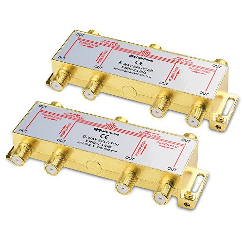 Cable Matters 2-Pack Gold Plated 2.4 Ghz 6 Way Coaxial Cable Splitter (Coaxial Splitter/TV Splitter/Coax Splitter/RG6 Splitter)