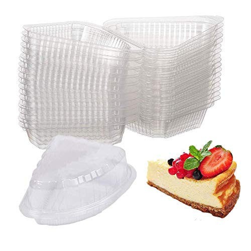 50 Pack Cheesecake ContainersClear plastic Hinged Cake Slice Container 5-12 inch x 4-12 inch