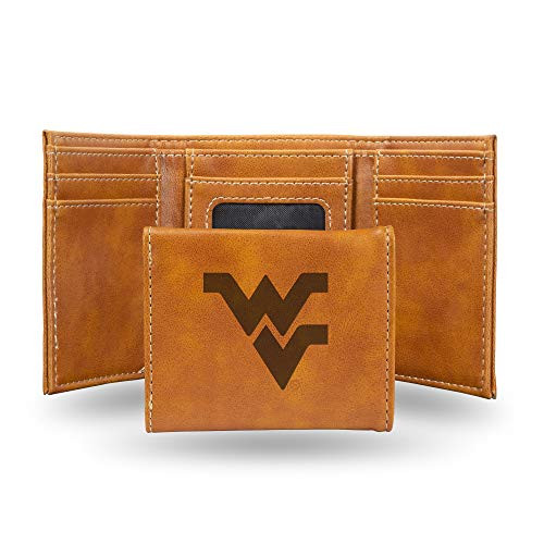 NCAA Rico Industries Laser Engraved Trifold Wallet West Virginia Mountaineers