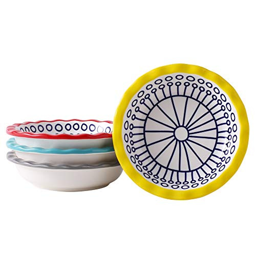 Mini Pie Pan Ceramic Pie Dish Set of 4 Individual Pie Plate Round Pie Tins with Ruffled Edge Tart Pans for Baking Mini Pie Pan Ceramic Pie Dish Set of 4 Individual Pie Plate Round Pie Tins with Ruffled Edge Tart Pans for Baking