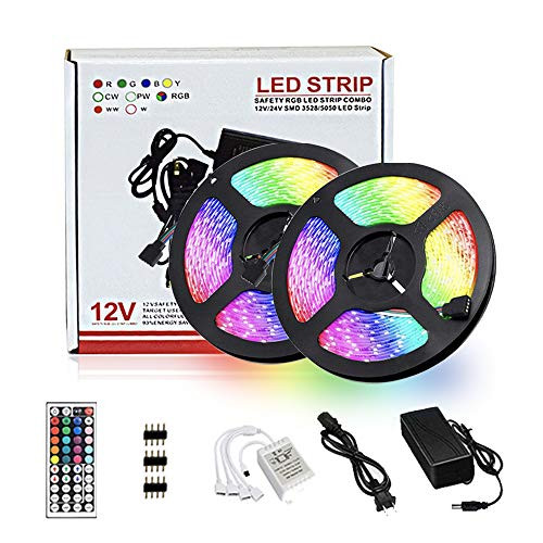 Led Strip Lights 32_8ft 10m with 44 Keys IR Remote Flexible Color Control and 12V Power Supply DIY Home Decoration 5050 RGB 300 LEDs Light Strips Kit 32_8ft